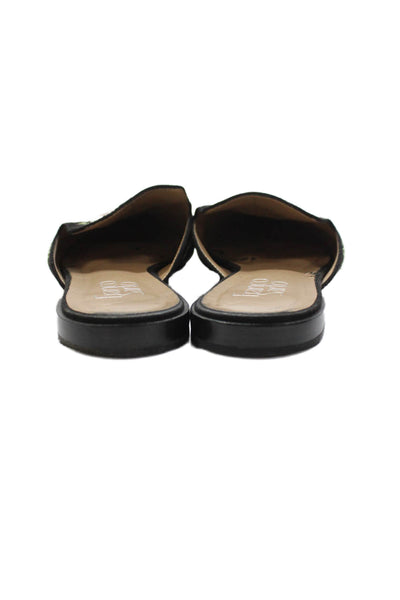 Franco Sarto Womens Floral Embroidered Russo Mule Flats Black Size 8 Medium