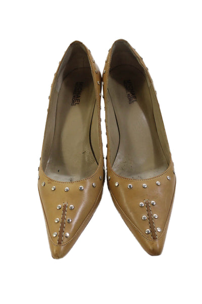 Michael Michael Kors Womens Studded Pointed Toe Pumps Beige Size 8 Medium