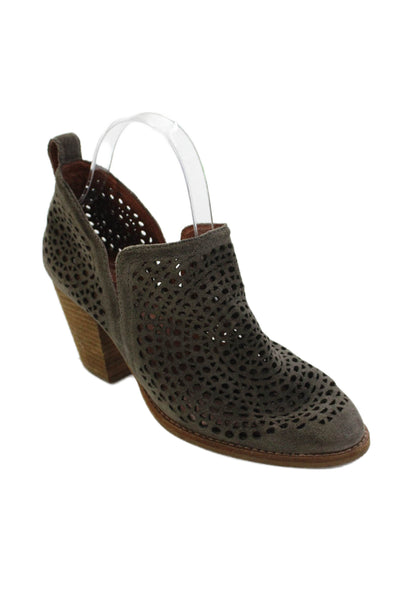 Jeffrey Campbell Womens Suede Lasercut Pull On Ankle Boots Grey Size 7.5
