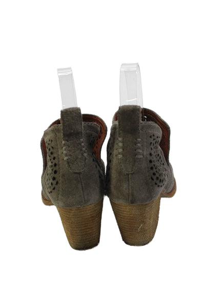 Jeffrey Campbell Womens Suede Lasercut Pull On Ankle Boots Grey Size 7.5