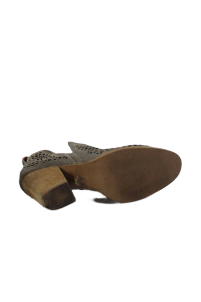Jeffrey Campbell Womens Suede Lasercut Pull On Ankle Boots Grey Size 7.5