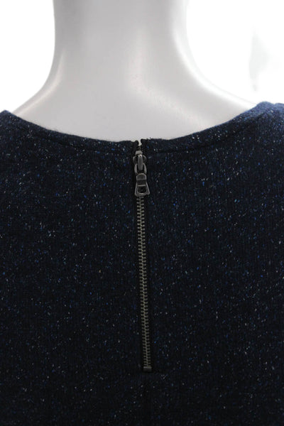 Alice + Olivia Women Cropped T-Shirt Blue Wool Short Sleeve Round Neck Size XS