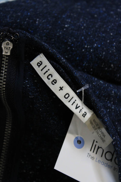 Alice + Olivia Women Cropped T-Shirt Blue Wool Short Sleeve Round Neck Size XS