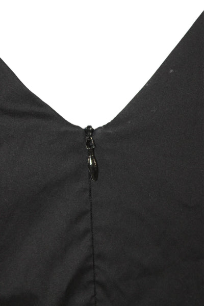 S Max Mara Womens Black Cotton V-Neck Tie Sleeveless Jumpsuit Size S