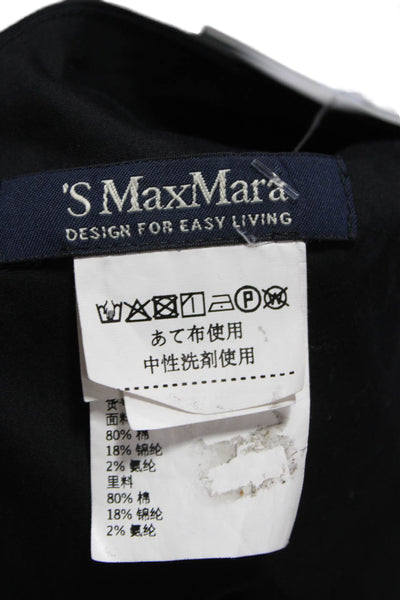 S Max Mara Womens Black Cotton V-Neck Tie Sleeveless Jumpsuit Size S