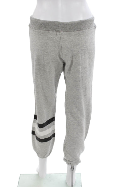 Sundry Women Striped Gray Cotton Jogger Pants Drawstring Inseam 26 Size 2