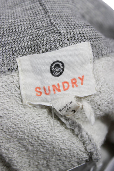 Sundry Women Striped Gray Cotton Jogger Pants Drawstring Inseam 26 Size 2