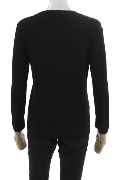 Rachel Roy Womens Pullover Sweater Black Crewneck Nylon Long Sleeve Size M