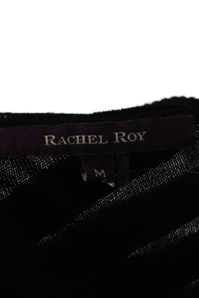 Rachel Roy Womens Pullover Sweater Black Crewneck Nylon Long Sleeve Size M