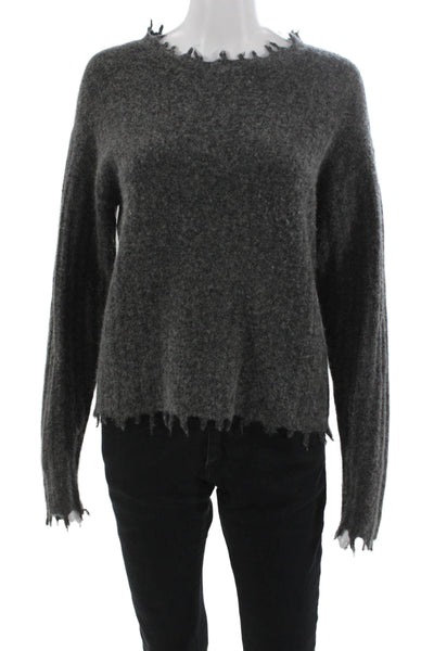 Hos Womens Pullover Cashmere Crew Neck Gray Long Sleeve Sweater Size S