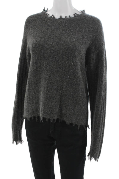 Hos Womens Pullover Cashmere Crew Neck Gray Long Sleeve Sweater Size S