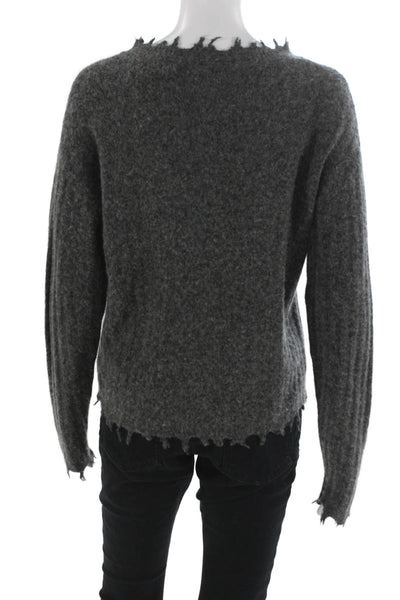 Hos Womens Pullover Cashmere Crew Neck Gray Long Sleeve Sweater Size S