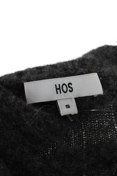 Hos Womens Pullover Cashmere Crew Neck Gray Long Sleeve Sweater Size S