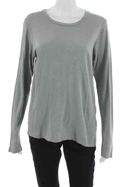 Sundry Womens Basic T-Shirt Gray Pima Cotton Crew Neck Long Sleeve Size 2