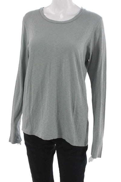 Sundry Womens Basic T-Shirt Gray Pima Cotton Crew Neck Long Sleeve Size 2