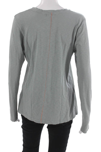 Sundry Womens Basic T-Shirt Gray Pima Cotton Crew Neck Long Sleeve Size 2