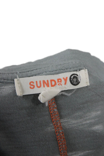 Sundry Womens Basic T-Shirt Gray Pima Cotton Crew Neck Long Sleeve Size 2