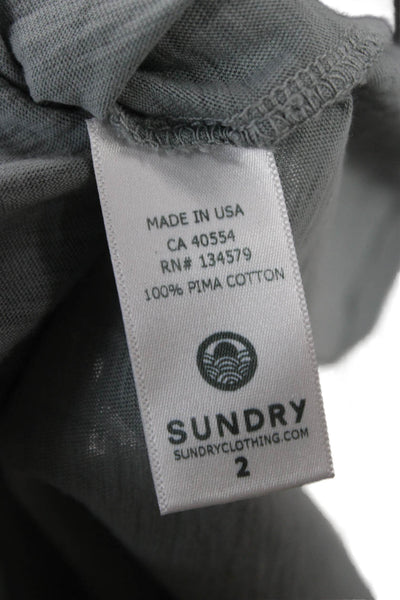 Sundry Womens Basic T-Shirt Gray Pima Cotton Crew Neck Long Sleeve Size 2