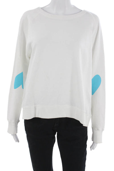 Kerri Rosenthal Women White Cotton Pullover Crewneck Long Sleeve Size L