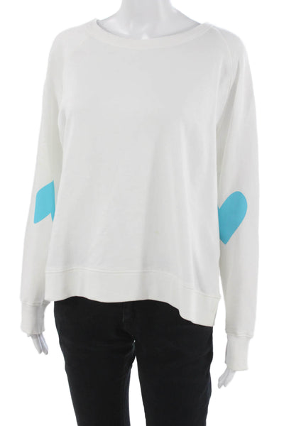 Kerri Rosenthal Women White Cotton Pullover Crewneck Long Sleeve Size L