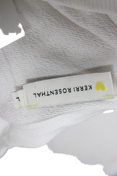Kerri Rosenthal Women White Cotton Pullover Crewneck Long Sleeve Size L
