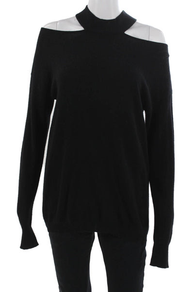 Autumn Cashmere Womens Pullover Cashmere Mock Neck Long Sleeve Black Size M