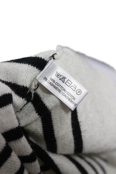 Lisa Todd Women Cotton Striped Round Neck Pullover White Long Sleeve Size M