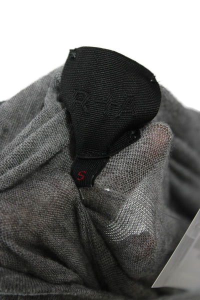 R+A Womens Gray V-Neck Pullover Sweatshirt Cotton Blend Long Sleeve Size S