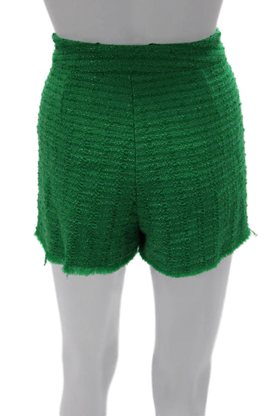 Zara Women Hot Pants Green Polyester Zip Size S