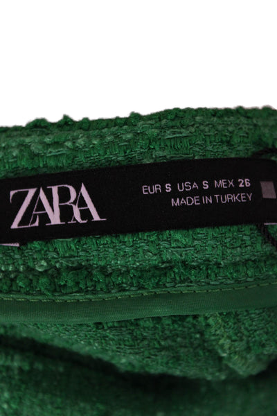 Zara Women Hot Pants Green Polyester Zip Size S