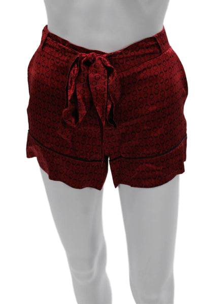 Kiki De Montparnasse Womens Silk Geometric Tie Waist Shorts Red Size S