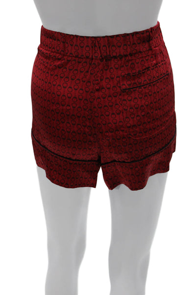 Kiki De Montparnasse Womens Silk Geometric Tie Waist Shorts Red Size S