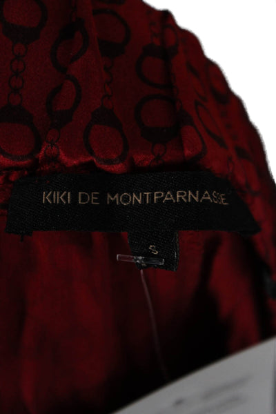 Kiki De Montparnasse Womens Silk Geometric Tie Waist Shorts Red Size S