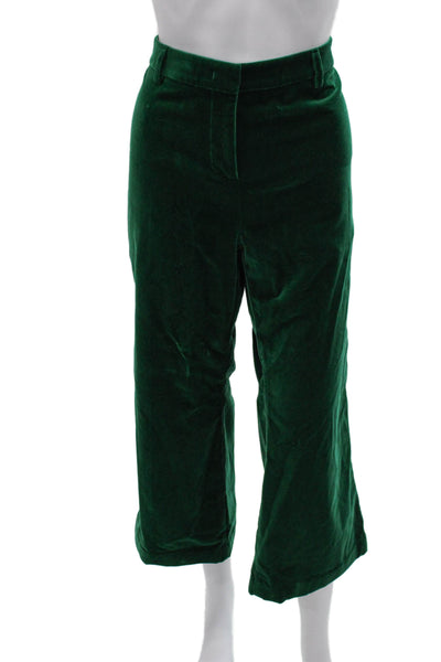 Etro Women Cropped Pants Green Cotton Button Inseam 32 Size 46