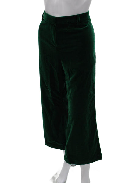 Etro Women Cropped Pants Green Cotton Button Inseam 32 Size 46