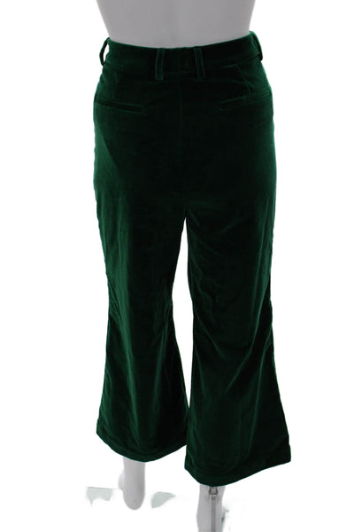 Etro Women Cropped Pants Green Cotton Button Inseam 32 Size 46