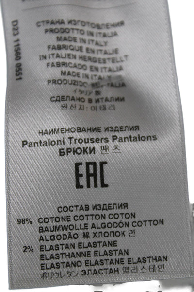 Etro Women Cropped Pants Green Cotton Button Inseam 32 Size 46