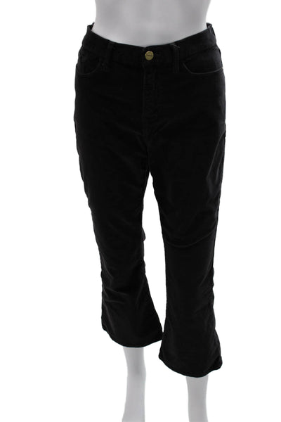 Frame Denim Womens Cropped Black Cotton Zip Pants Size 29