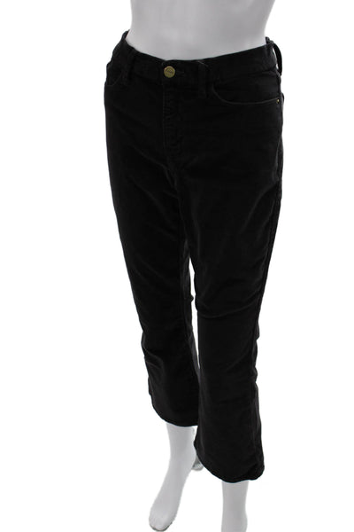 Frame Denim Womens Cropped Black Cotton Zip Pants Size 29