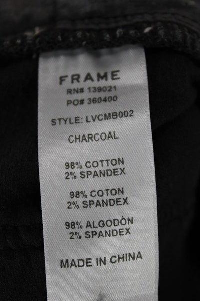 Frame Denim Womens Cropped Black Cotton Zip Pants Size 29