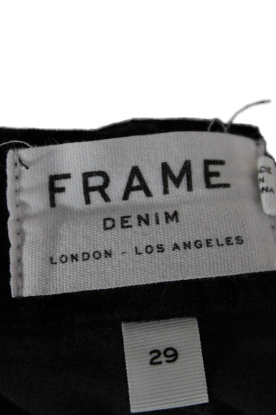 Frame Denim Womens Cropped Black Cotton Zip Pants Size 29