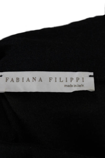 Fabiana Filippi Women Pullover Sweater Merino Wool Mock Neck Black Size M
