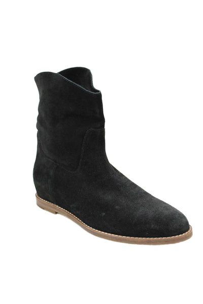 Vince Womens Suede Slip On Pointed Toe Ankle Boots Black Size 6.5