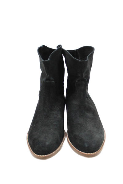 Vince Womens Suede Slip On Pointed Toe Ankle Boots Black Size 6.5