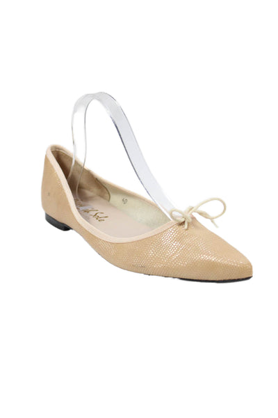 French Sole Womens Pointed Toe Flats Beige Size 10