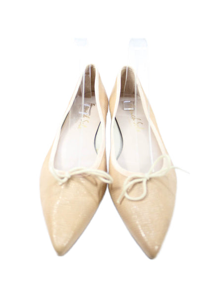 French Sole Womens Pointed Toe Flats Beige Size 10