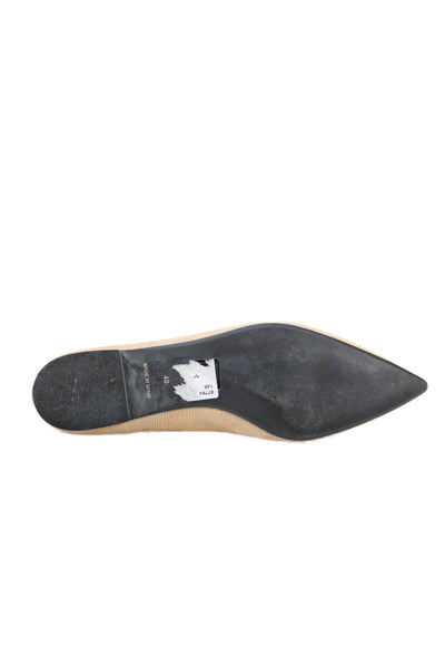 French Sole Womens Pointed Toe Flats Beige Size 10