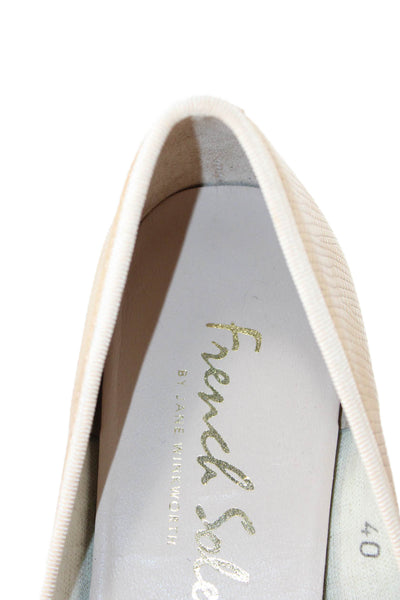 French Sole Womens Pointed Toe Flats Beige Size 10