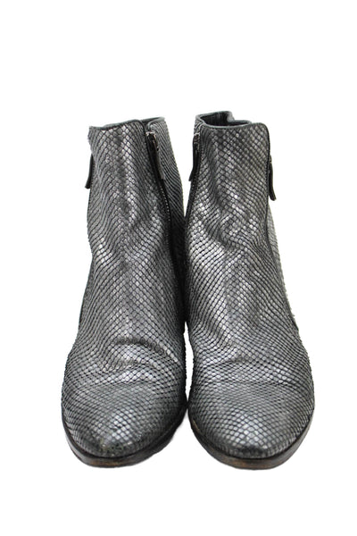 Barbara Bui Womens Faux Snakeskin Ankle Boots Gray Size 7.5