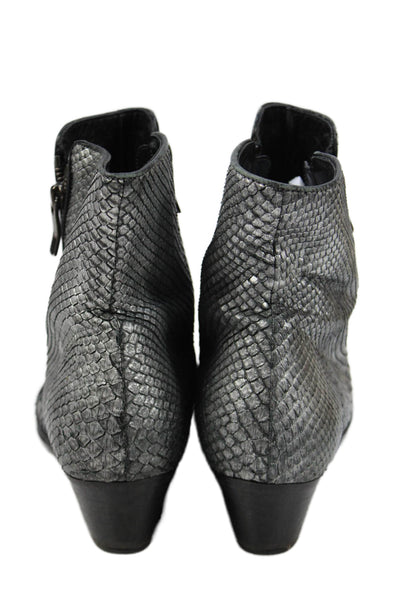 Barbara Bui Womens Faux Snakeskin Ankle Boots Gray Size 7.5